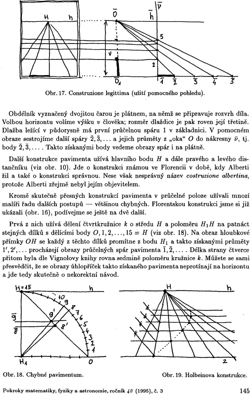 .. a jejich průměty z oka" O do nákresny ž/, tj. body 2,3,.... Takto získanými body vedeme obrazy spár i na plátně.