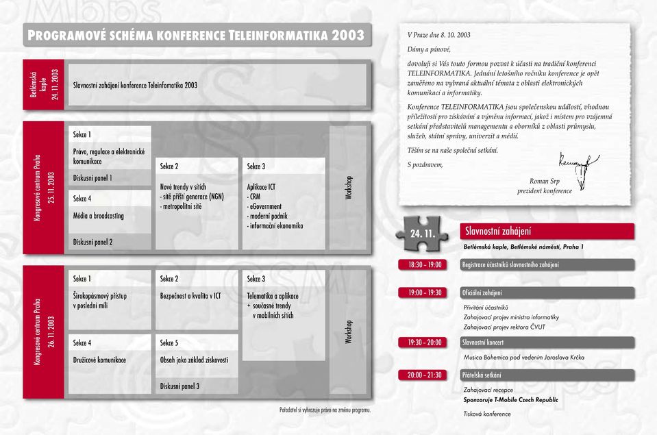 Jednání letošního ročníku konference je opět zaměřeno na vy braná aktuální témata z oblasti elektronických komunikací a informatiky.