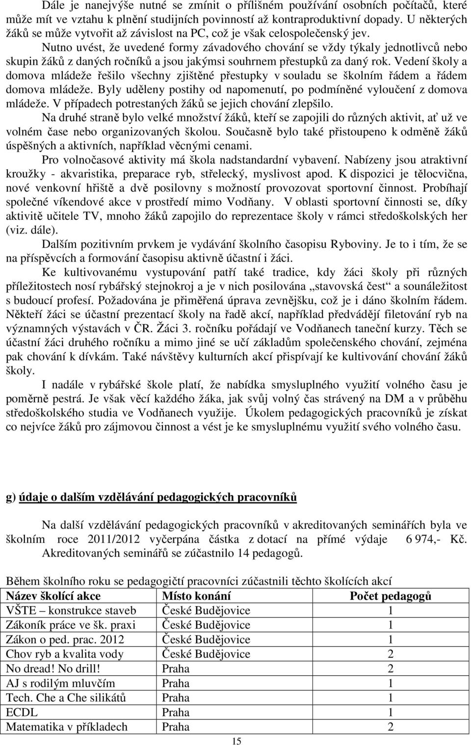 Nutno uvést, že uvedené formy závadového chování se vždy týkaly jednotlivců nebo skupin žáků z daných ročníků a jsou jakýmsi souhrnem přestupků za daný rok.