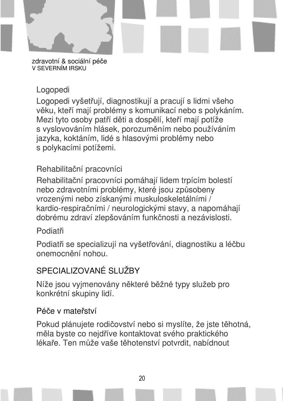 Rehabilitační pracovníci Rehabilitační pracovníci pomáhají lidem trpícím bolestí nebo zdravotními problémy, které jsou způsobeny vrozenými nebo získanými muskuloskeletálními / kardio-respiračními /