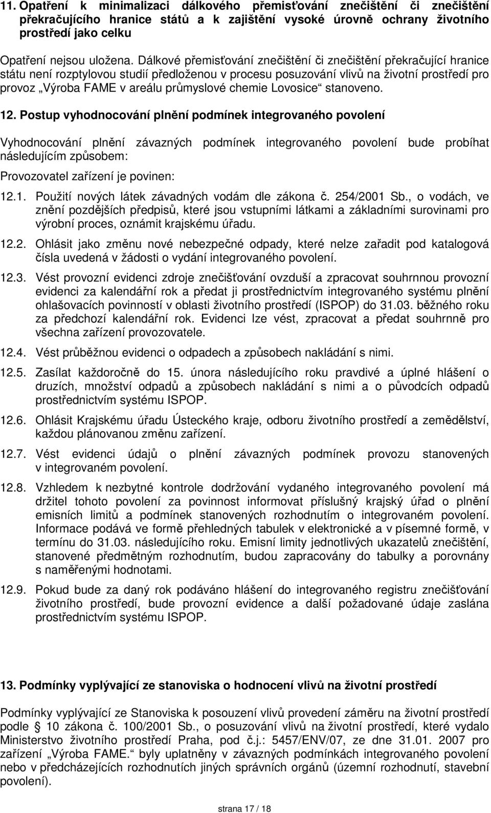 chemie Lovosice stanoveno. 12.