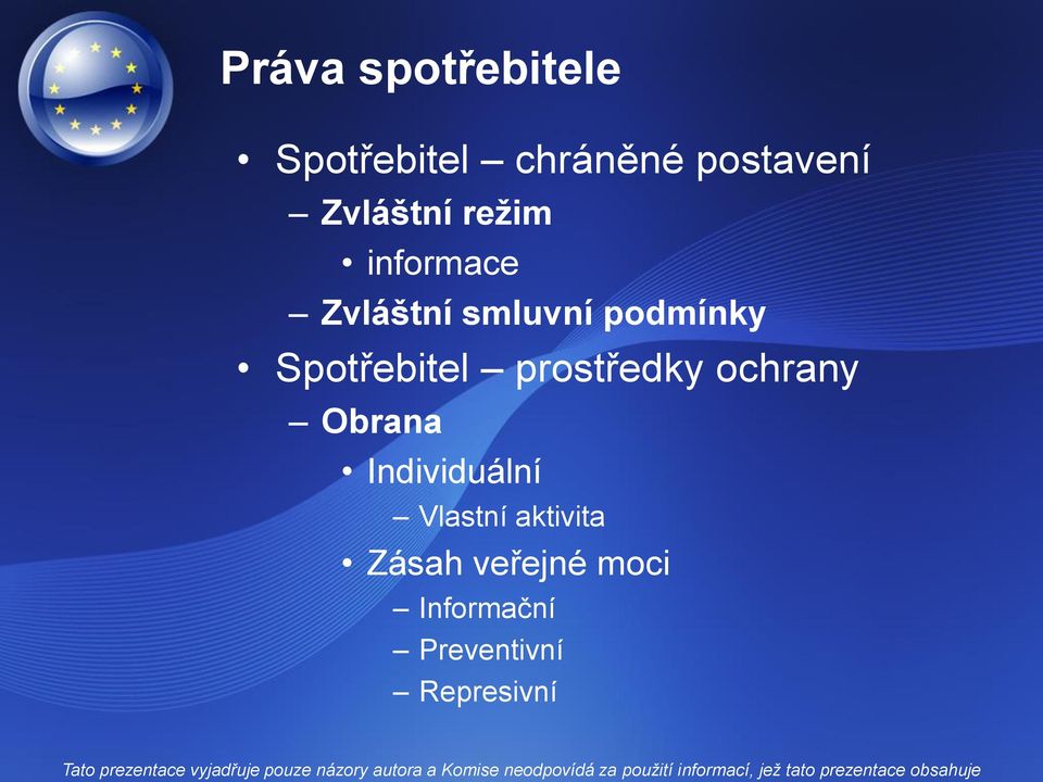 Spotřebitel prostředky ochrany Obrana Individuální