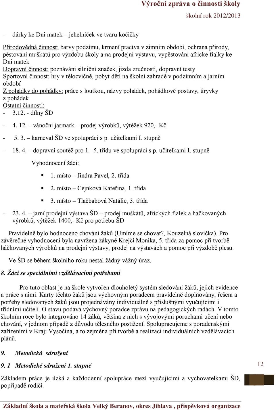 jarním období Z pohádky do pohádky: práce s loutkou, názvy pohádek, pohádkové postavy, úryvky z pohádek Ostatní činnosti: - 3.12. - dílny ŠD - 4. 12.