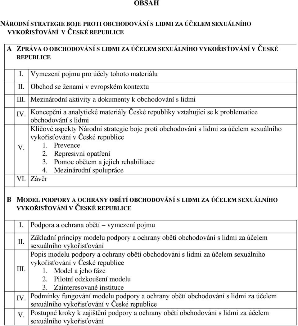 Koncepční a analytické materiály České republiky vztahující se k problematice obchodování s lidmi Klíčové aspekty Národní strategie boje proti obchodování s lidmi za účelem sexuálního vykořisťování v