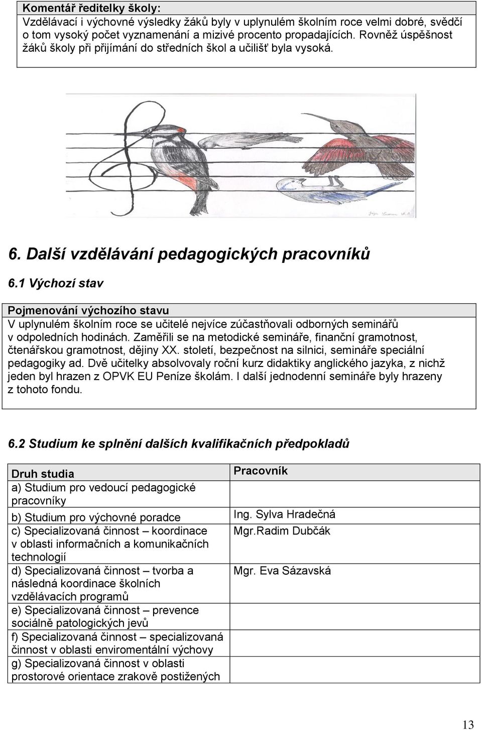 1 Výchozí stav Pojmenování výchozího stavu V uplynulém školním roce se učitelé nejvíce zúčastňovali odborných seminářů v odpoledních hodinách.