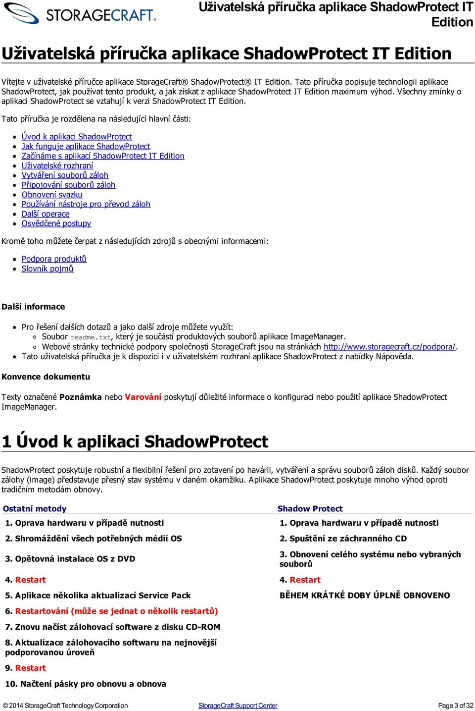 Všechny zmínky o aplikaci ShadowProtect se vztahují k verzi ShadowProtect IT.