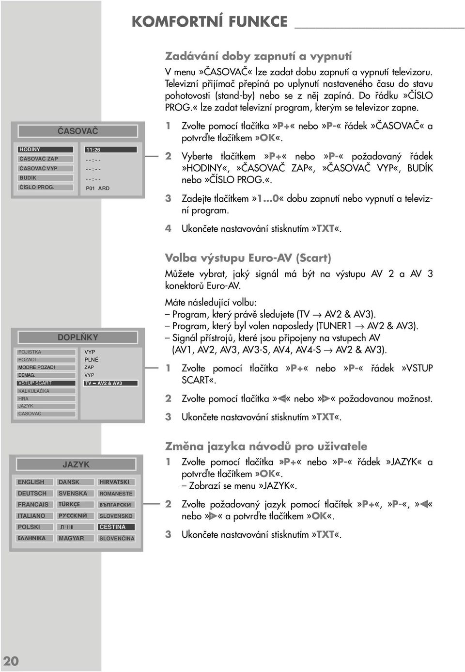 ÇASOVAÇ HODINY ÇASOVAÇ ZAP 11:26 - - : - - ÇASOVAÇ VYP - - : - - BUDÍK - - : - - ÇÆSLO PROG.