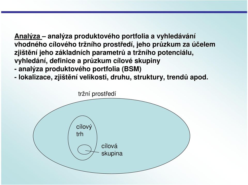 vyhledání,, definice a průzkum cílovc lové skupiny - analýza produktového portfolia (BSM) -