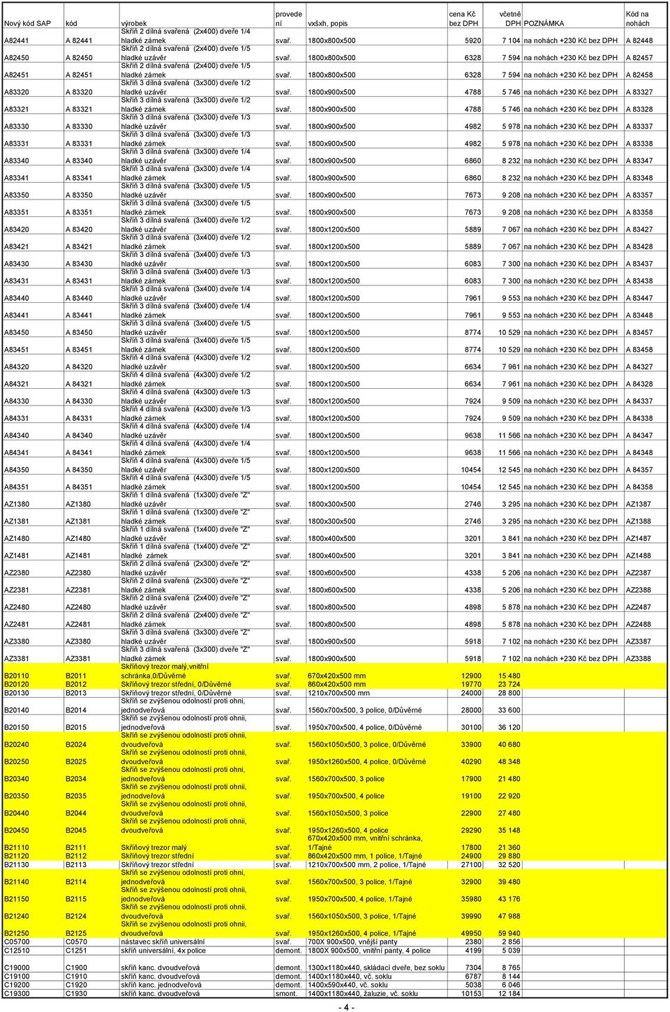 1800x800x500 6328 7 594 na +230 Kč A 82458 A83320 A 83320 Skříň 3 dílná svařená (3x300) dveře 1/2 hladké uzávěr svař.