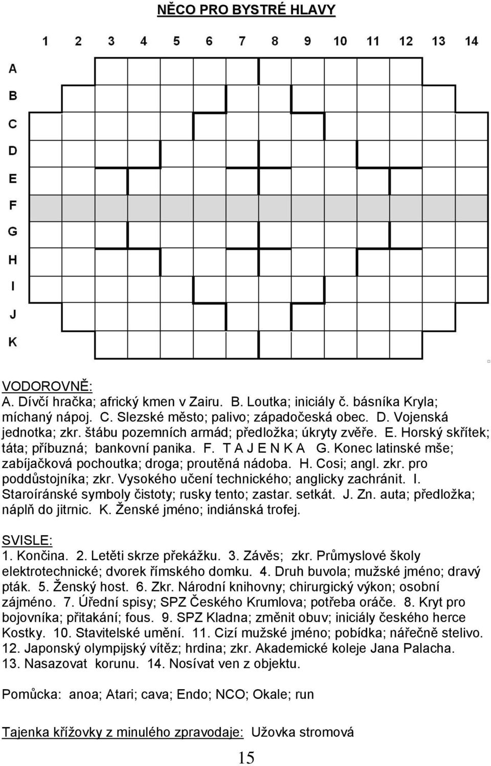 zkr. pro poddůstojníka; zkr. Vysokého učení technického; anglicky zachránit. I. Staroíránské symboly čistoty; rusky tento; zastar. setkát. J. Zn. auta; předložka; náplň do jitrnic. K.