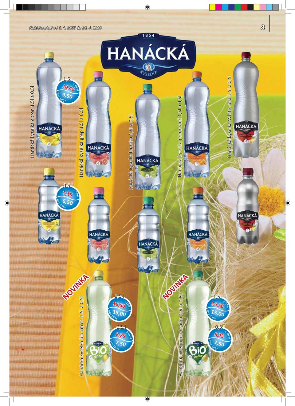 2010 8 Hanácká kyselka citron 1,5l a 0,5l 1,5 l 10,45 9,50 0,5 l 7,15 Hanácká kyselka grep 1,5l a 0,5l