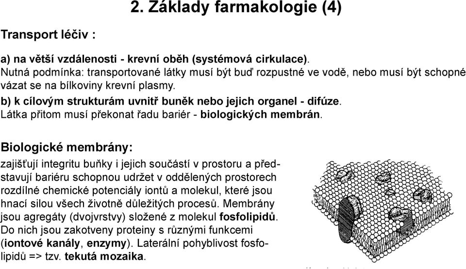 Látka přitom musí překonat řadu bariér - biologických membrán.