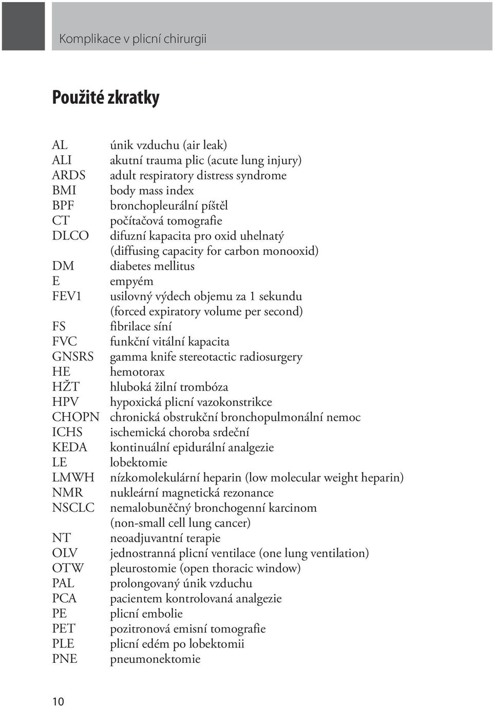 expiratory volume per second) FS fibrilace síní FVC funkční vitální kapacita GNSRS gamma knife stereotactic radiosurgery HE hemotorax HŽT hluboká žilní trombóza HPV hypoxická plicní vazokonstrikce