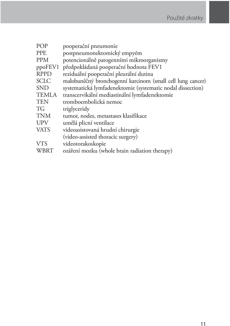 nodal dissection) TEMLA transcervikální mediastinální lymfadenektomie TEN tromboembolická nemoc TG triglyceridy TNM tumor, nodes, metastases klasifikace UPV