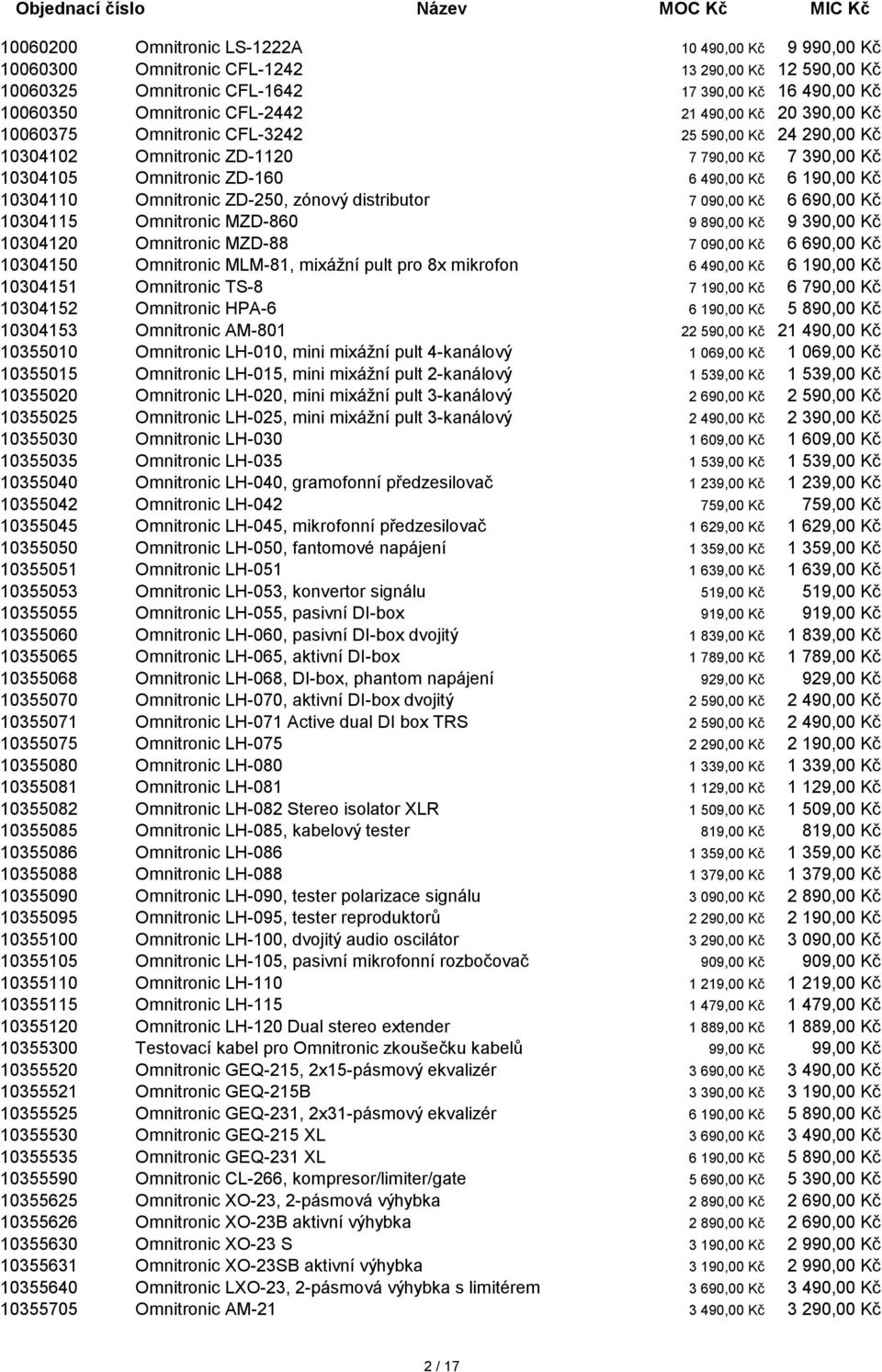 Omnitronic ZD-250, zónový distributor 7 090,00 Kč 6 690,00 Kč 10304115 Omnitronic MZD-860 9 890,00 Kč 9 390,00 Kč 10304120 Omnitronic MZD-88 7 090,00 Kč 6 690,00 Kč 10304150 Omnitronic MLM-81,