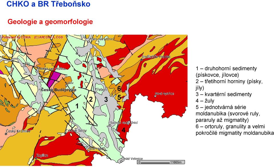 sedimenty 4 žuly 5 jednotvárná série moldanubika (svorové ruly,