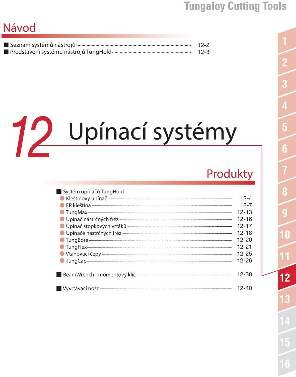 .. Upínač nástrčných fréz... Upínač stopkových vrtáků... Upínače nástrčných fréz... TungBore... TungFlex.