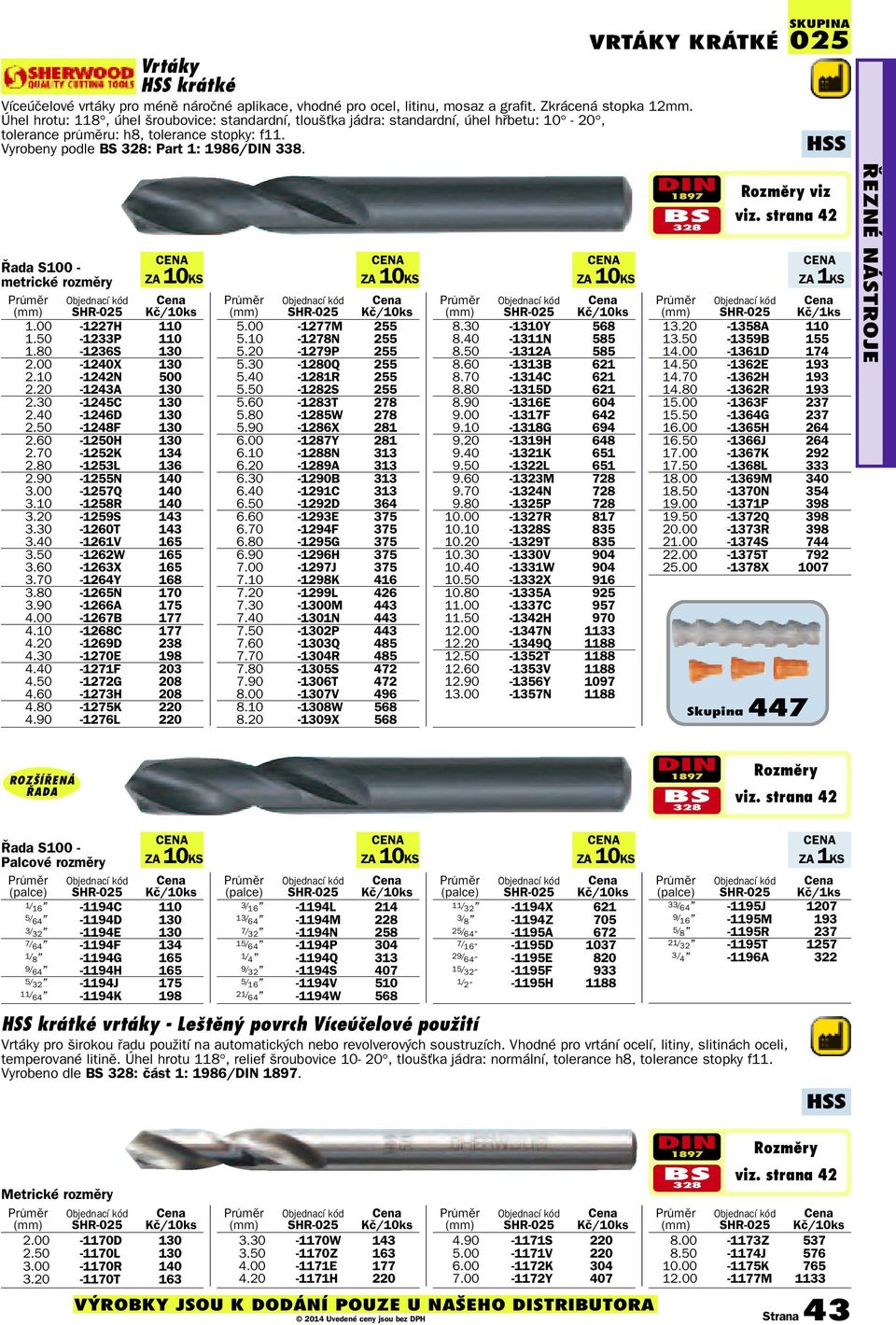 025 CENA Øada S100 - metrické rozměry ZA 10KS SHR-025 Kè/10ks 1.00-1227H 110 1.50-1233P 110 1.80-1236S 130 2.00-1240X 130 2.10-1242N 500 2.20-1243A 130 2.30-1245C 130 2.40-1246D 130 2.50-1248F 130 2.