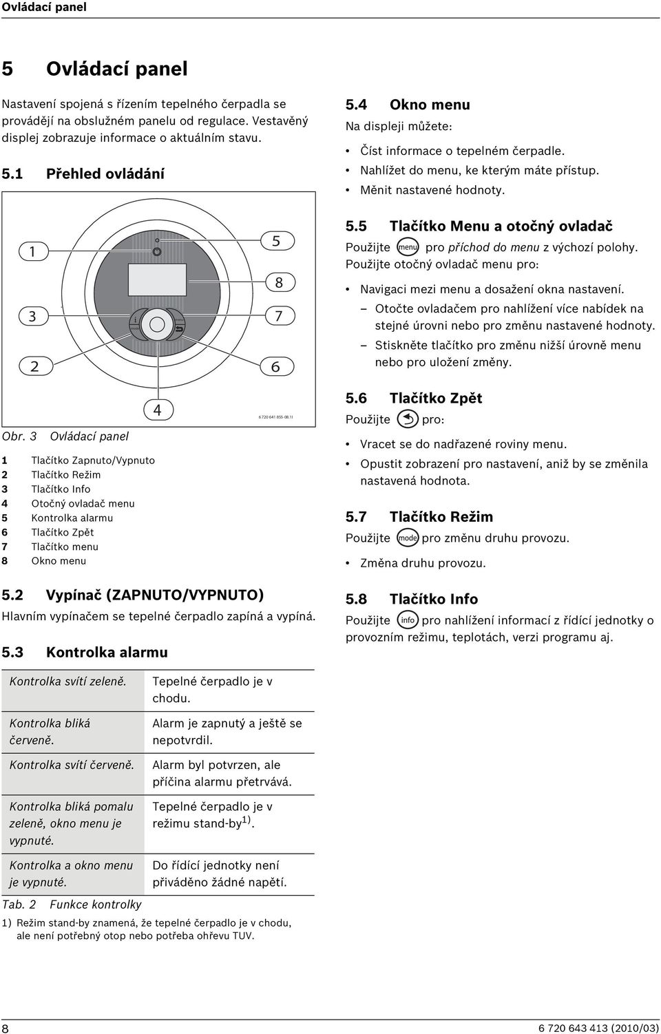 5 Tlačítko Menu a otočný ovladač Použijte pro příchod do menu z výchozí polohy. Použijte otočný ovladač menu pro: Navigaci mezi menu a dosažení okna nastavení.