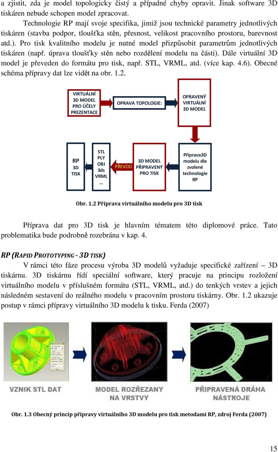 Pro tisk kvalitního modelu je nutné model přizpůsobit parametrům jednotlivých tiskáren (např. úprava tloušťky stěn nebo rozdělení modelu na části).