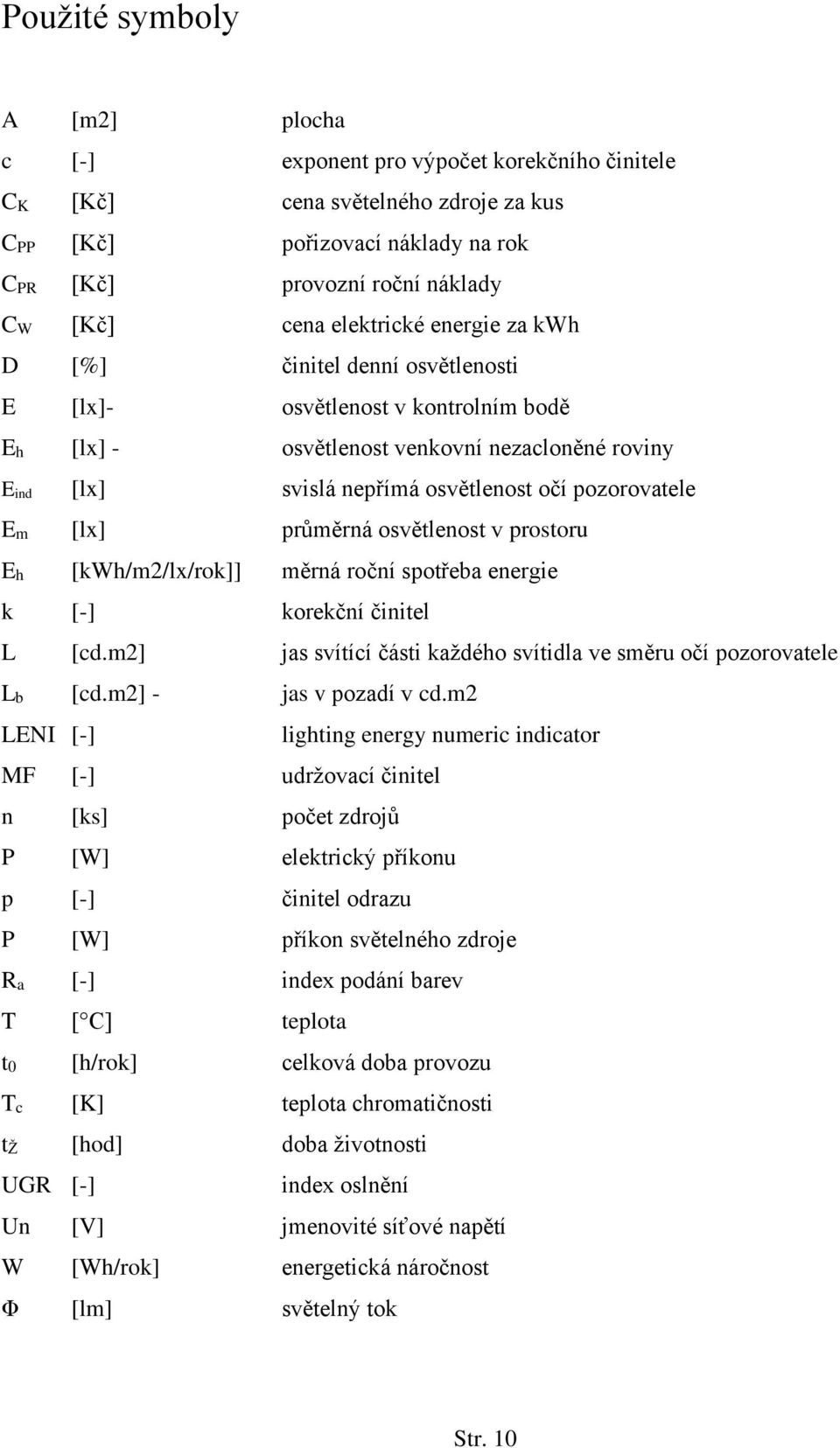 pozorovatele Em [lx] průměrná osvětlenost v prostoru Eh [kwh/m2/lx/rok]] měrná roční spotřeba energie k [-] korekční činitel L [cd.