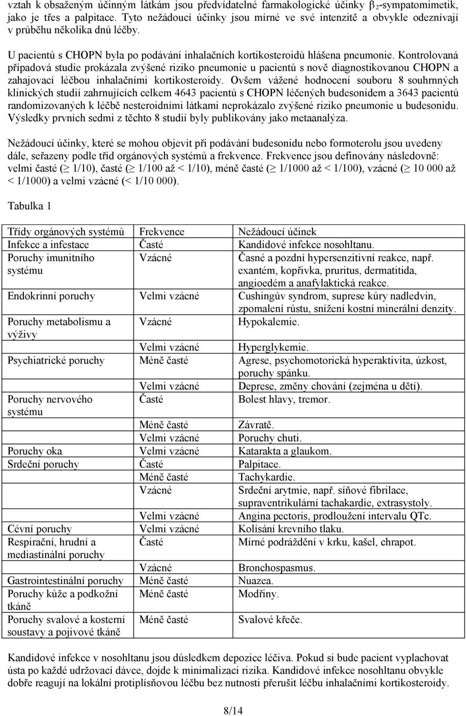 Kontrolovaná případová studie prokázala zvýšené riziko pneumonie u pacientů s nově diagnostikovanou CHOPN a zahajovací léčbou inhalačními kortikosteroidy.