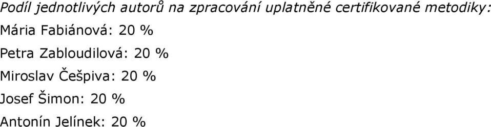 Fabiánová: 20 % Petra Zabloudilová: 20 %