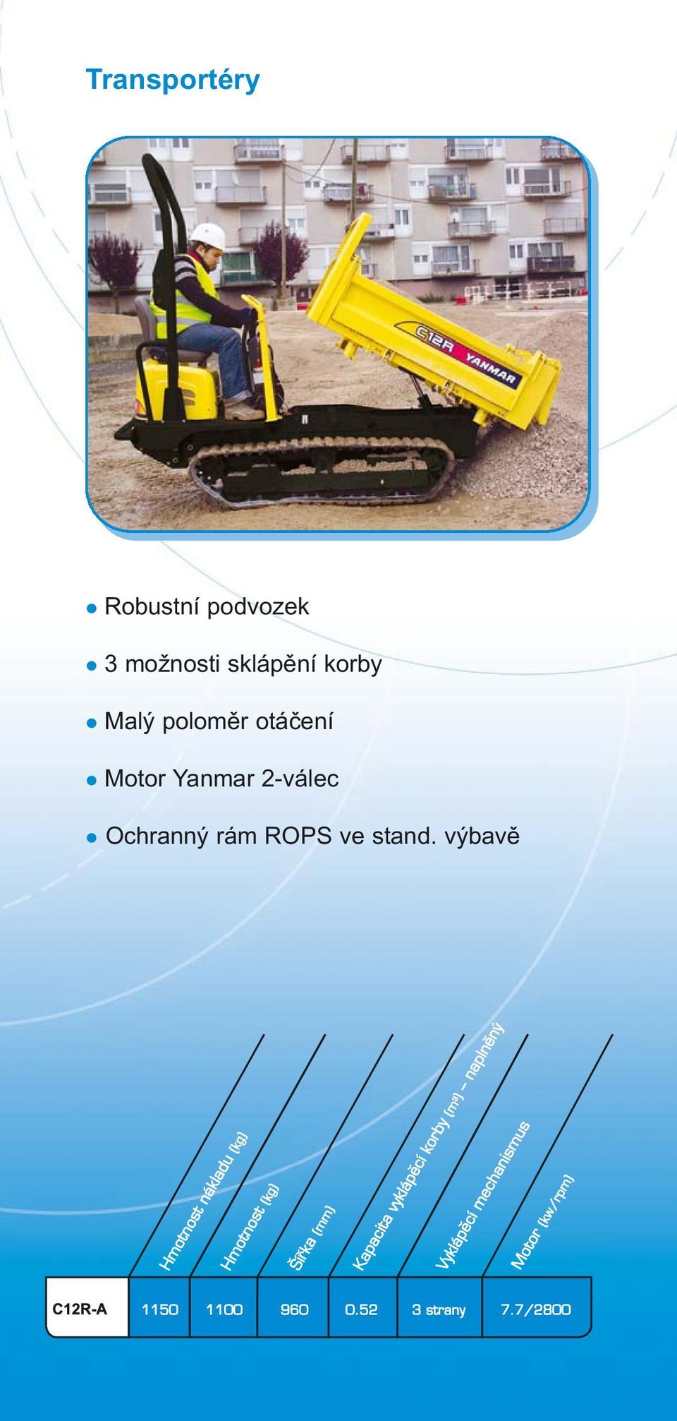 poloměr otáčení Motor Yanmar