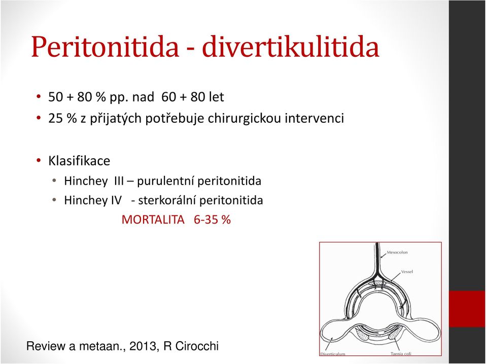 intervenci Klasifikace Hinchey III purulentní peritonitida