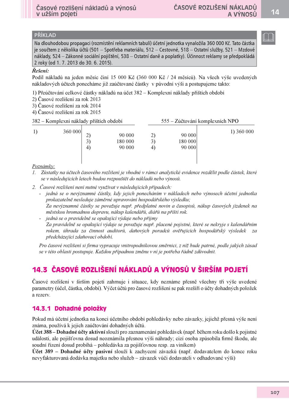 Účinnost reklamy se předpokládá 2 roky (od 1. 7. 2013 do 30. 6. 2015). Podíl nákladů na jeden měsíc činí 15 000 Kč (360 000 Kč / 24 měsíců).