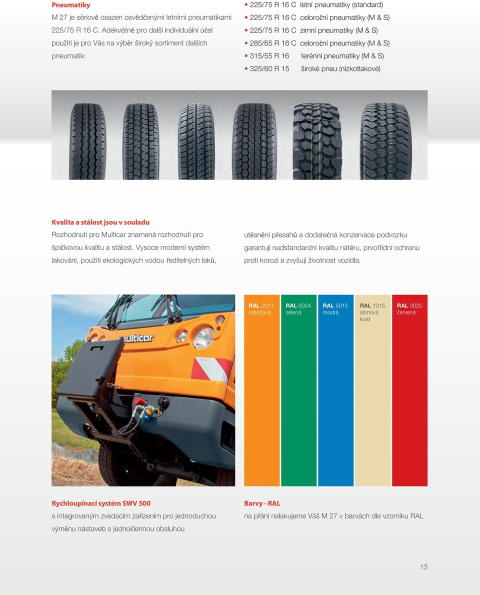 zimní pneumatiky (M & S) 285/65 R 16 C celoro ní pneumatiky (M & S) 315/55 R 16 terénní pneumatiky (M & S) 325/60 R 15 široké pneu (nízkotlakové) Kvalita a stálost jsou v souladu Rozhodnutí pro