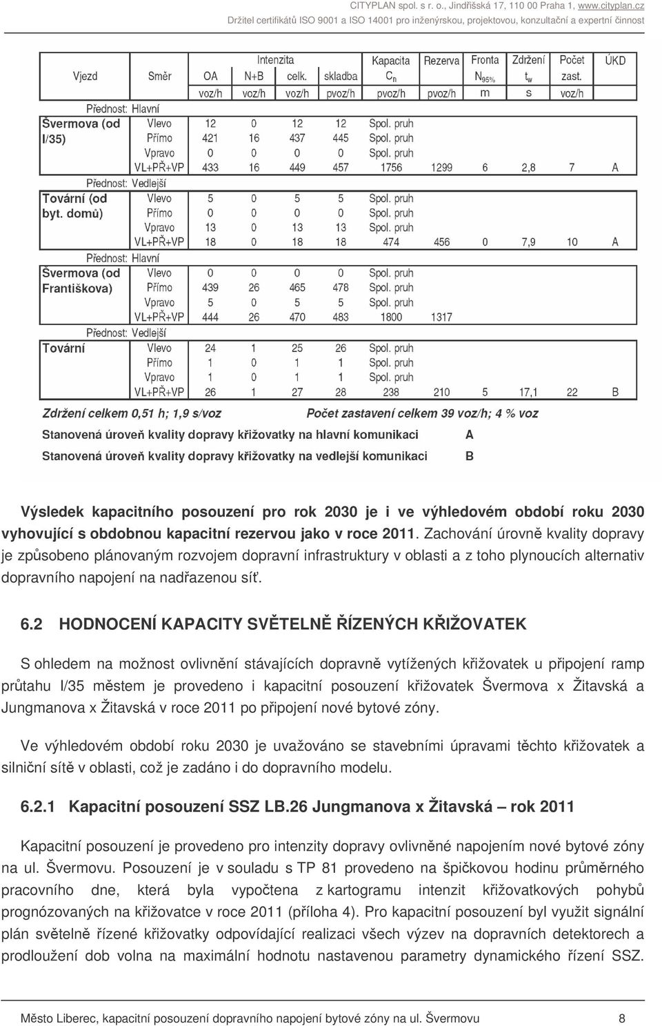 2 HODNOCENÍ KAPACITY SVTELN ÍZENÝCH KIŽOVATEK S ohledem na možnost ovlivnní stávajících dopravn vytížených kižovatek u pipojení ramp prtahu I/35 mstem je provedeno i kapacitní posouzení kižovatek