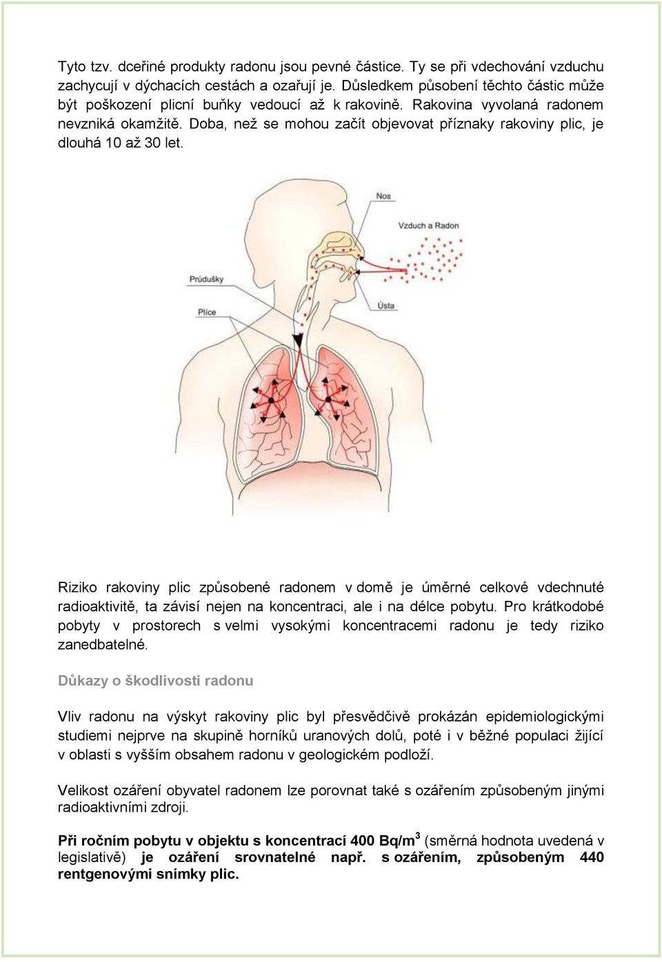 Doba, než se mohou začít objevovat příznaky rakoviny plic, je dlouhá 10 až 30 let.