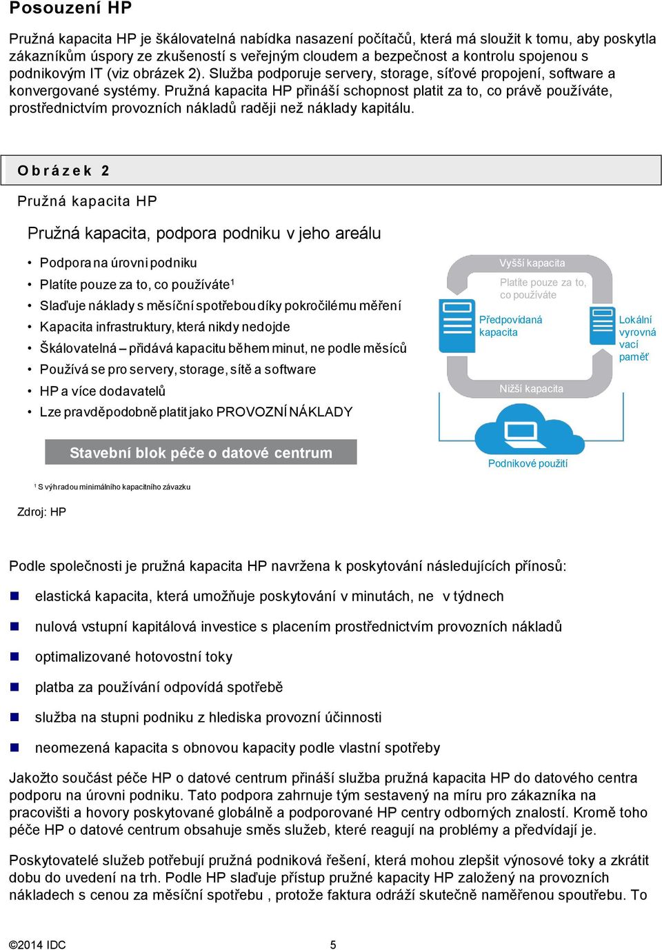 Pružná kapacita HP přináší schopnost platit za to, co právě používáte, prostřednictvím provozních nákladů raději než náklady kapitálu.