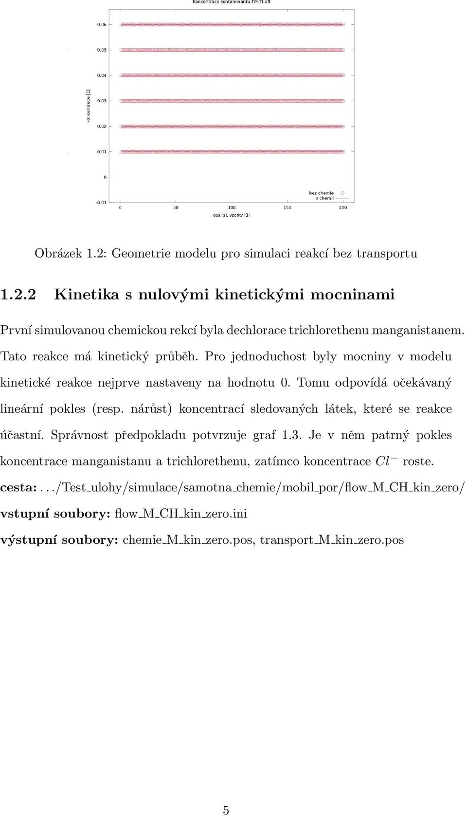 nárůst) koncentrací sledovaných látek, které se reakce účastní. Správnost předpokladu potvrzuje graf 1.3.