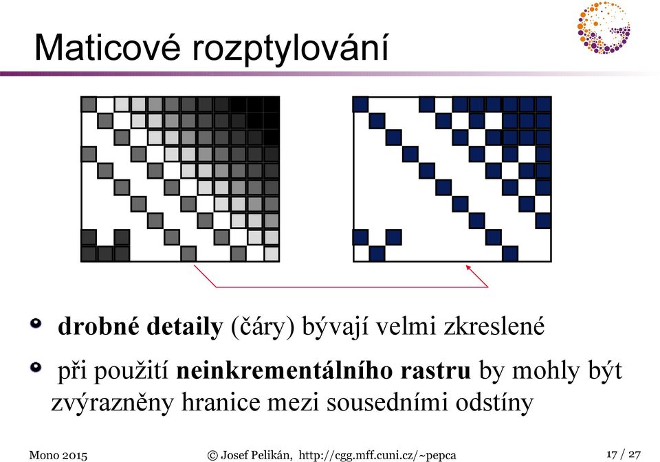 mohly být zvýrazněny hranice mezi sousedními odstíny