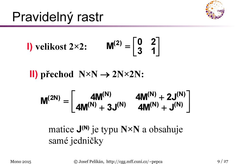 (N) (N) (N) matice J (N) je typu N N a obsahuje samé jedničky