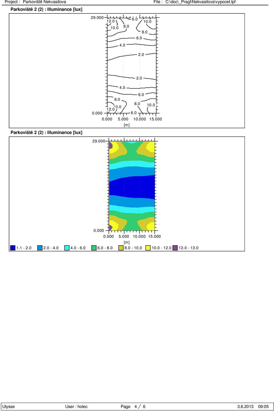 0 2.0 Parkoviště 2 (2) : Illuminance [lux] 4.0 6.0 8.0 8.0 10.0 10.0 12.0 0.000 6.0 0.000 5.000 10.