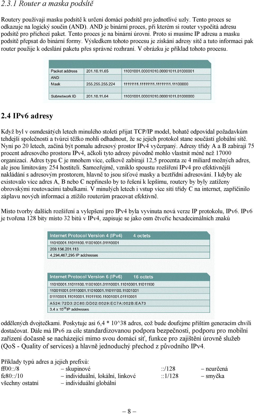 Výsledkem tohoto procesu je získání adresy sítě a tuto informaci pak router použije k odeslání paketu přes správné rozhraní. V obrázku je příklad tohoto procesu. 2.