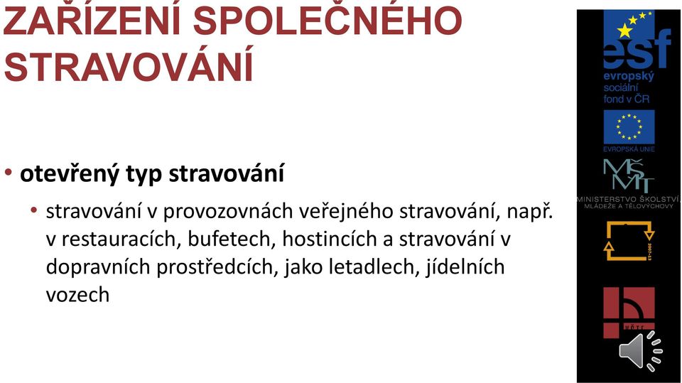 v restauracích, bufetech, hostincích a stravování v