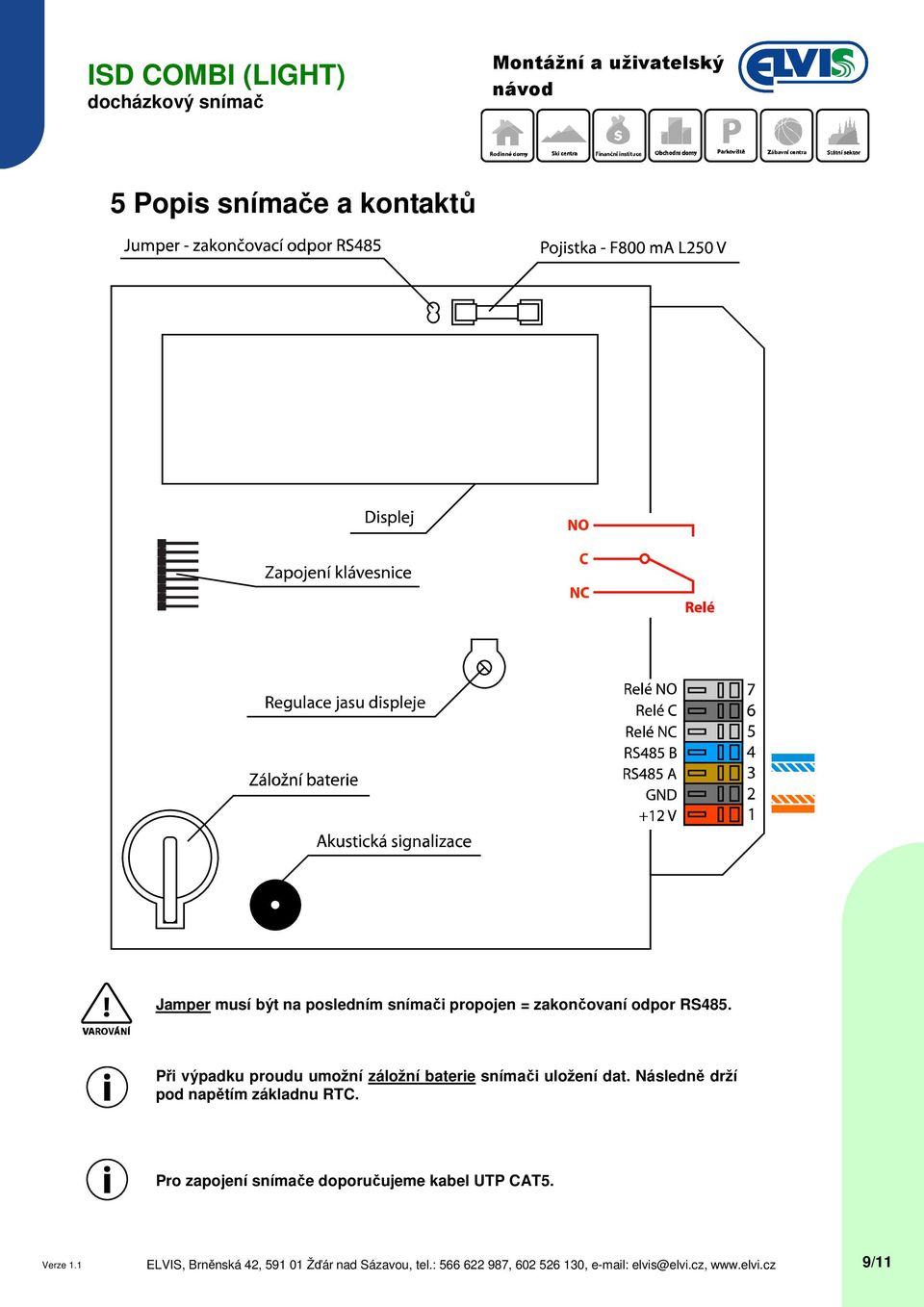 Při výpadku proudu umožní záložní baterie snímači uložení dat.