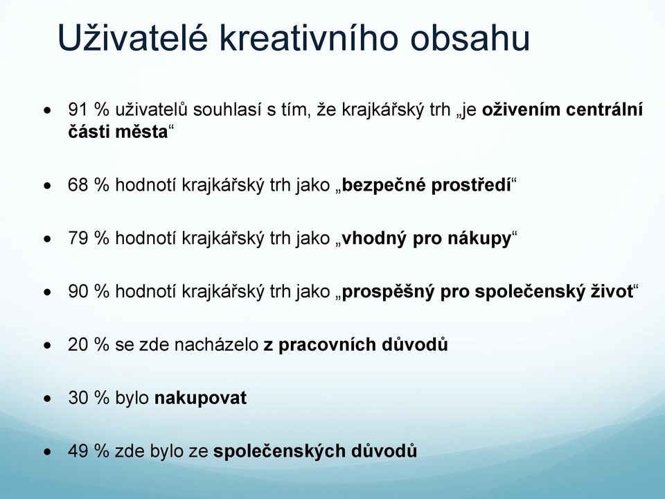 krajkářský trh jako vhodný pro nákupy 90 % hodnotí krajkářský trh jako prospěšný pro