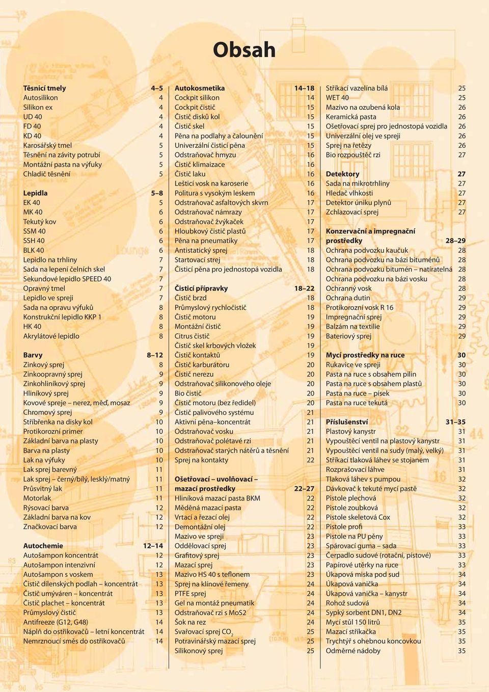 KKP 1 8 HK 40 8 Akrylátové lepidlo 8 Barvy 8 12 Zinkový sprej 8 Zinkoopravný sprej 9 Zinkohliníkový sprej 9 Hliníkový sprej 9 Kovové spreje nerez, měď, mosaz 9 Chromový sprej 9 Stříbřenka na disky