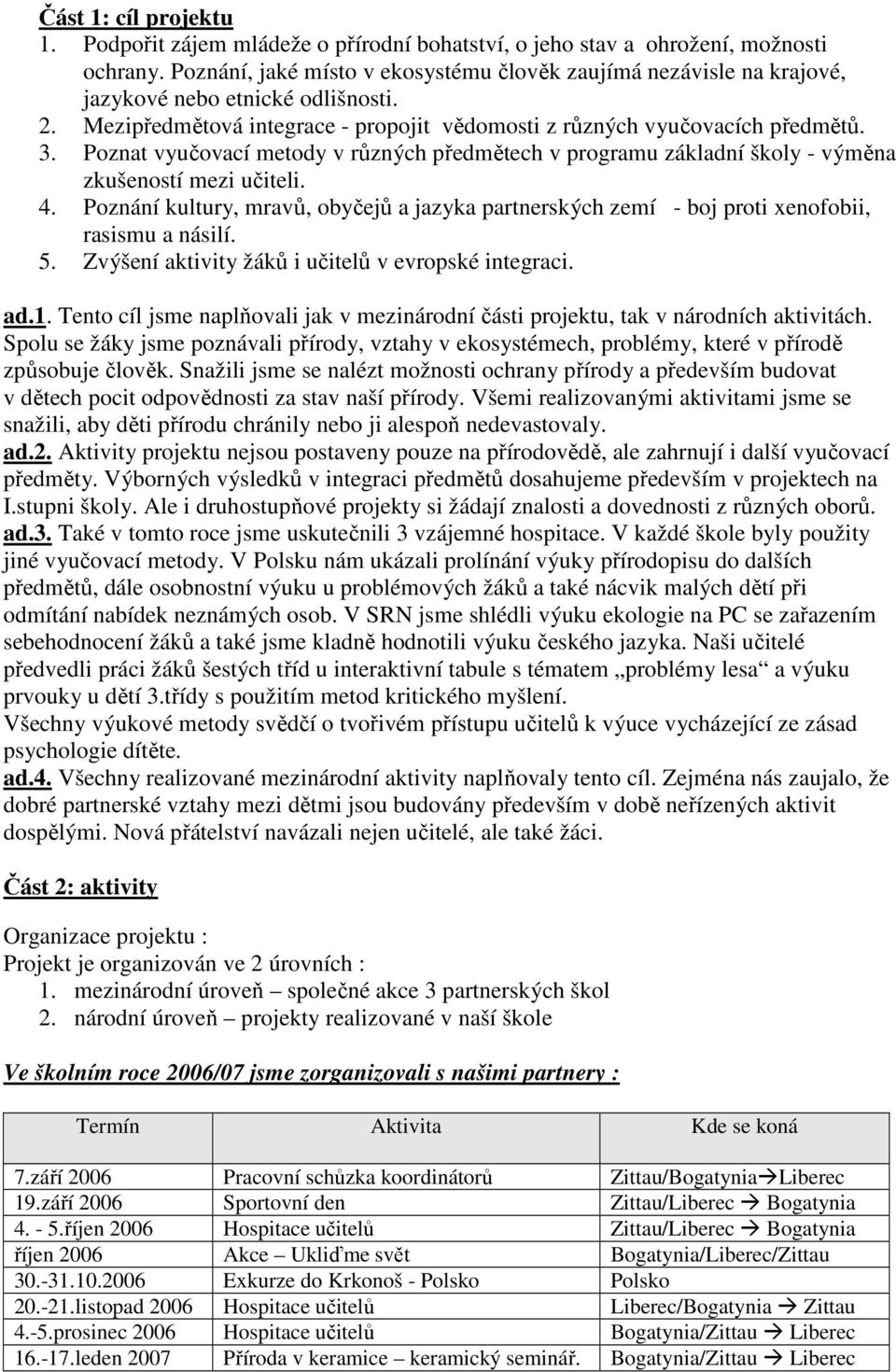 Poznat vyučovací metody v různých předmětech v programu základní školy - výměna zkušeností mezi učiteli. 4.