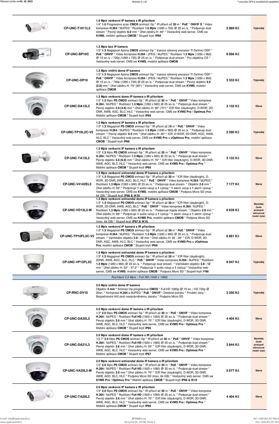 0 mm * Úhel záběru H: 46 * Vestavěný web server, CMS sw KVMS, mobilní aplikace CMOB * Stupeň krytí IP66 2 869 Kč Výprodej CP-UNC-BP10C 1.3 Mpix box IP kamera 1/3" 1.