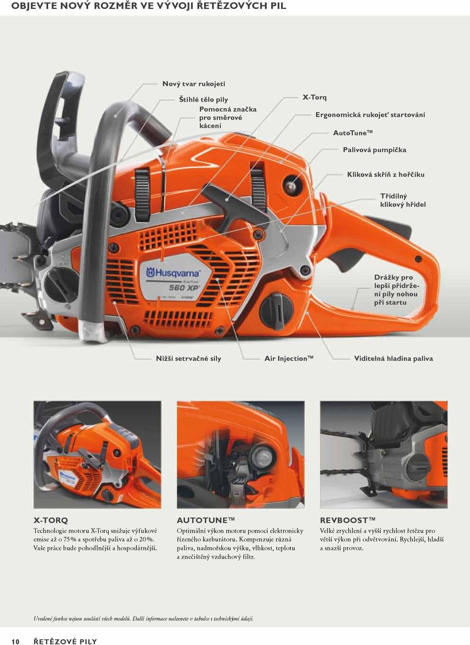 o 75 % a spotřebu paliva až o 20 %. Vaše práce bude pohodlnější a hospodárnější. AUTOTUNE Optimální výkon motoru pomocí elektronicky řízeného karburátoru.