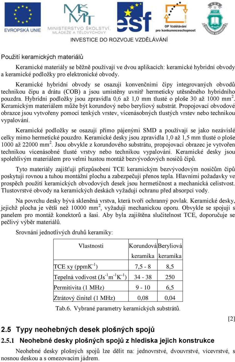 Hybridní podložky jsou zpravidla 0,6 až 1,0 mm tlusté o ploše 30 až 1000 mm 2. Keramickým materiálem může být korundový nebo beryliový substrát.