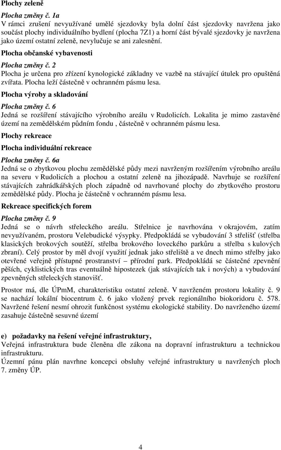 zeleně, nevylučuje se ani zalesnění. Plocha občanské vybavenosti Plocha změny č. 2 Plocha je určena pro zřízení kynologické základny ve vazbě na stávající útulek pro opuštěná zvířata.