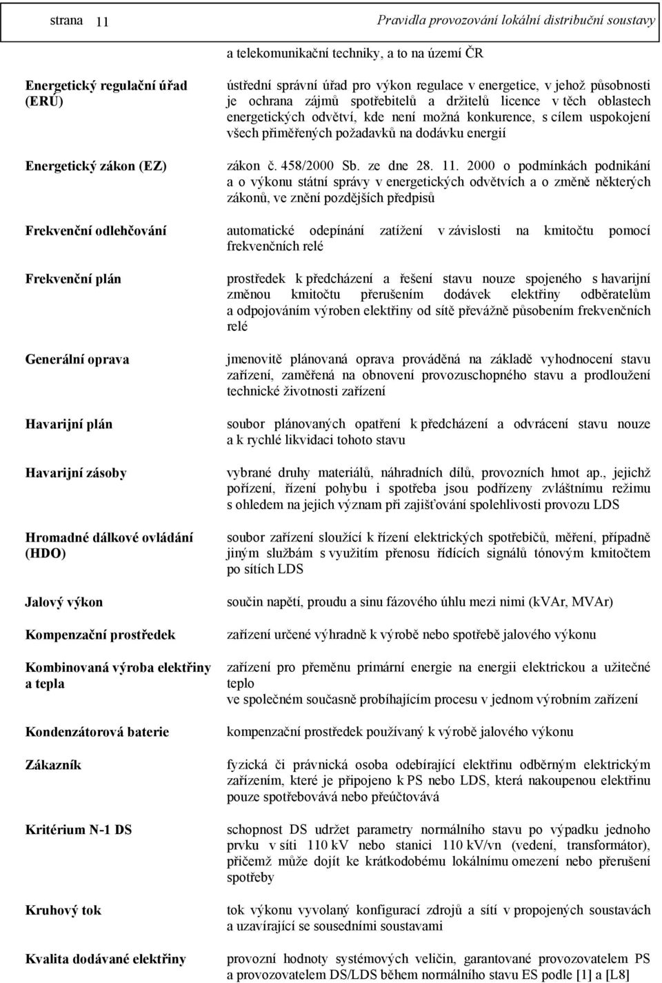 požadavků na dodávku energií zákon č. 458/2000 Sb. ze dne 28. 11.