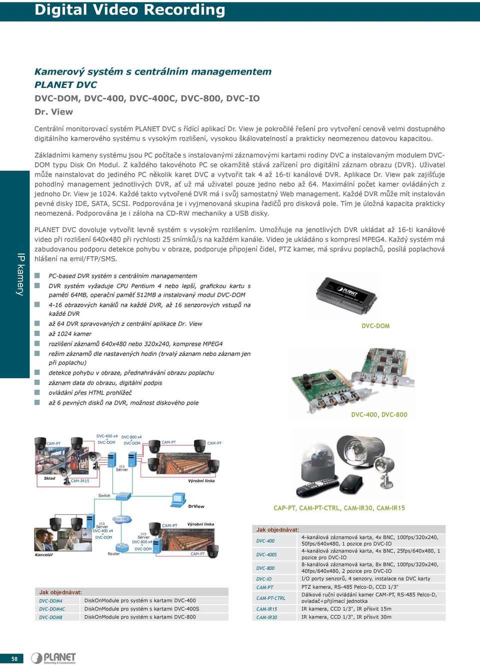 Základními kameny systému jsou PC počítače s instalovanými záznamovými kartami rodiny DVC a instalovaným modulem DVC- DOM typu Disk On Modul.